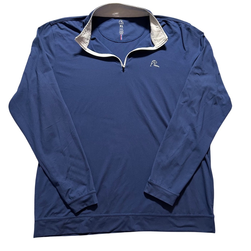 Rhoback Pullover Mens XL Blue Quarter Zip Performance Stretch Logo American Flag